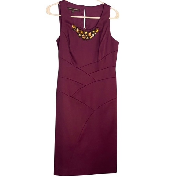 Jones Wear Dresses & Skirts - Jones Wear Dress Burgundy Sleeveless Jeweled Neckline Sheath Career Women's